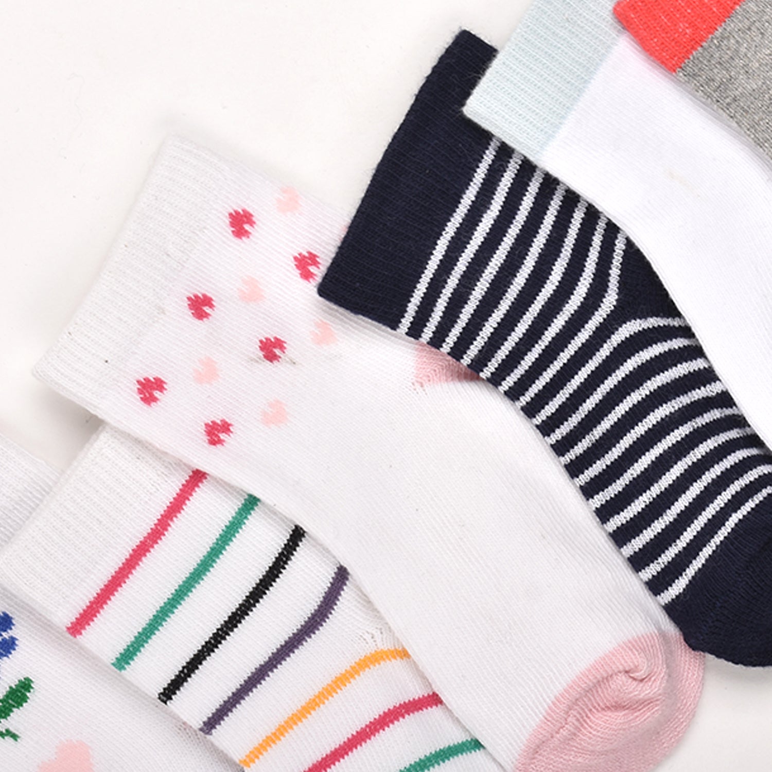 Footprints Super Soft Organic Cotton Kids Socks-Flower & 2 Color Red White|6-12 Months|-Pack of 6