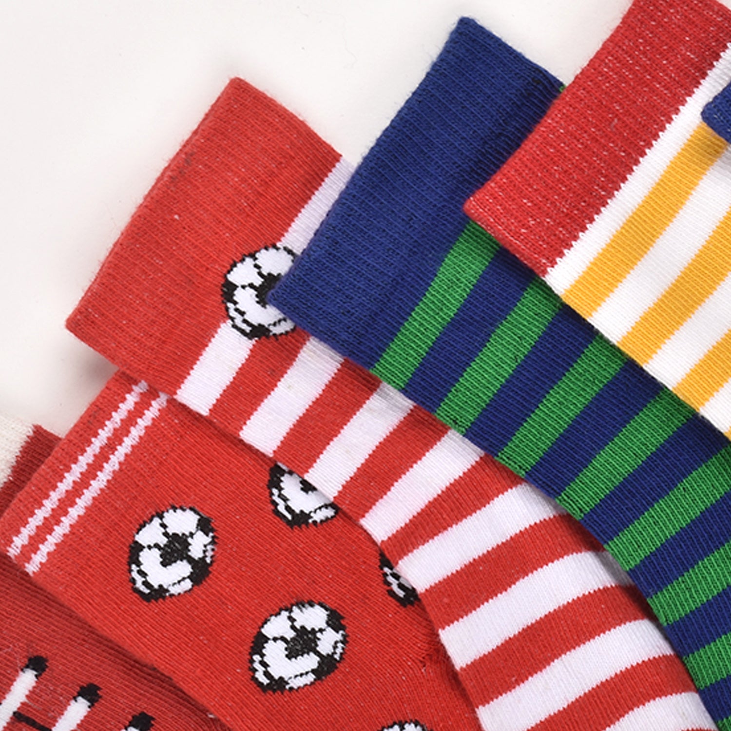 Footprints Super Soft Organic Cotton Kids Socks-Red Baseball & Colorfull Stripes |12-24 Months|-Pack of 6