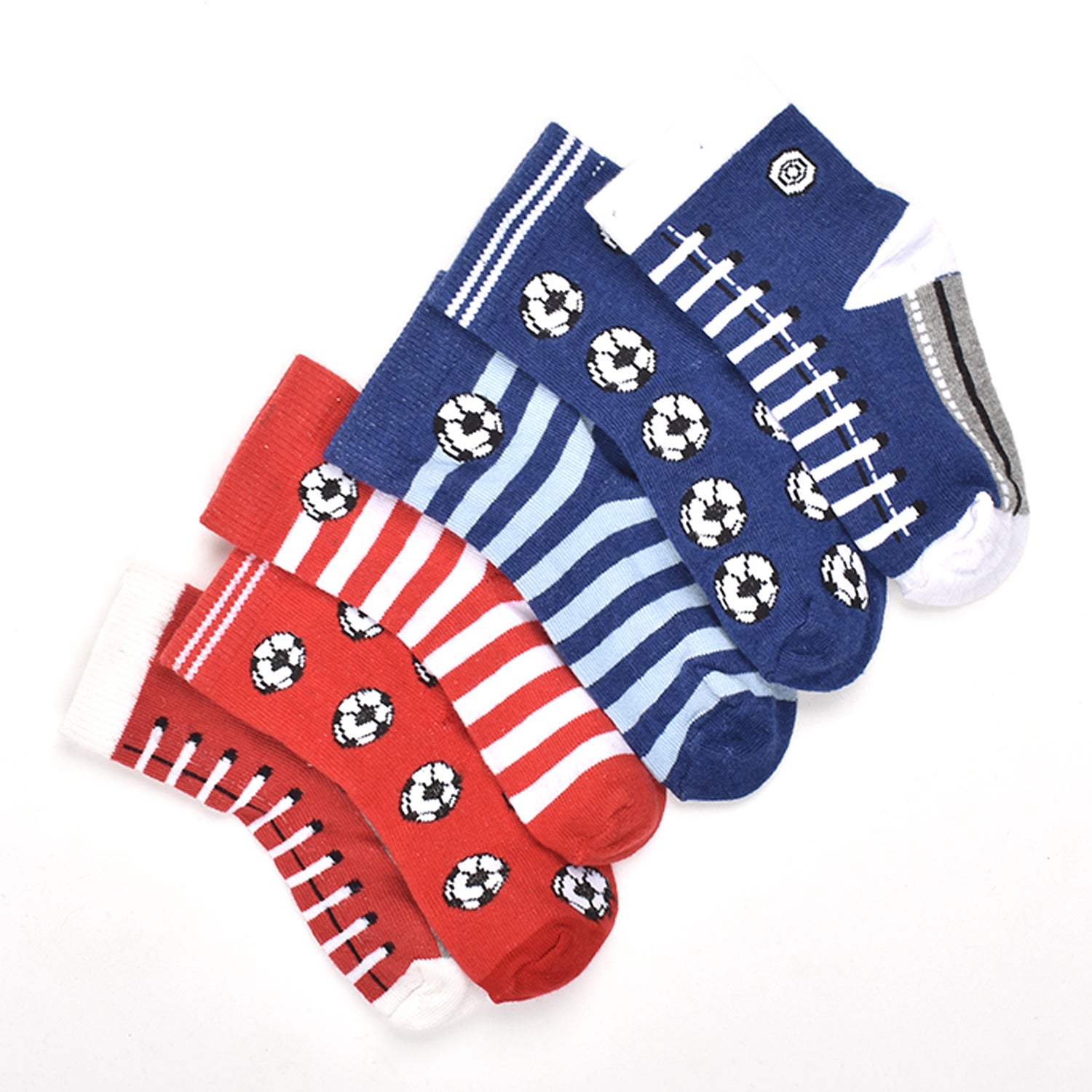 Footprints Super Soft Organic Cotton Kids Socks-Blue Baseball & Red Baseball |12-24 Months|-Pack of 6