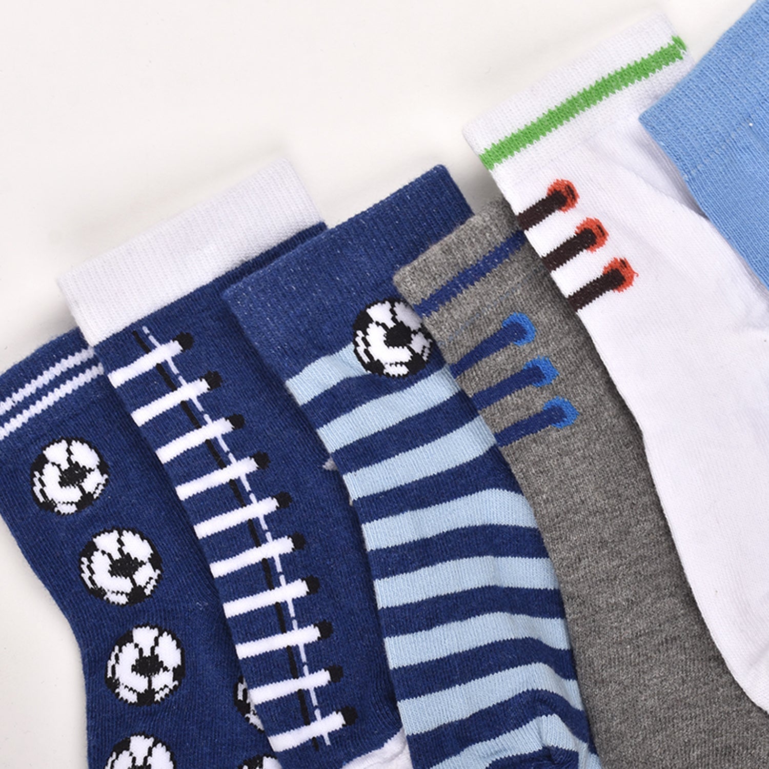 Footprints Super Soft Organic Cotton Kids Socks-Blue Baseball & Football|12-24 Months|-Pack of 6
