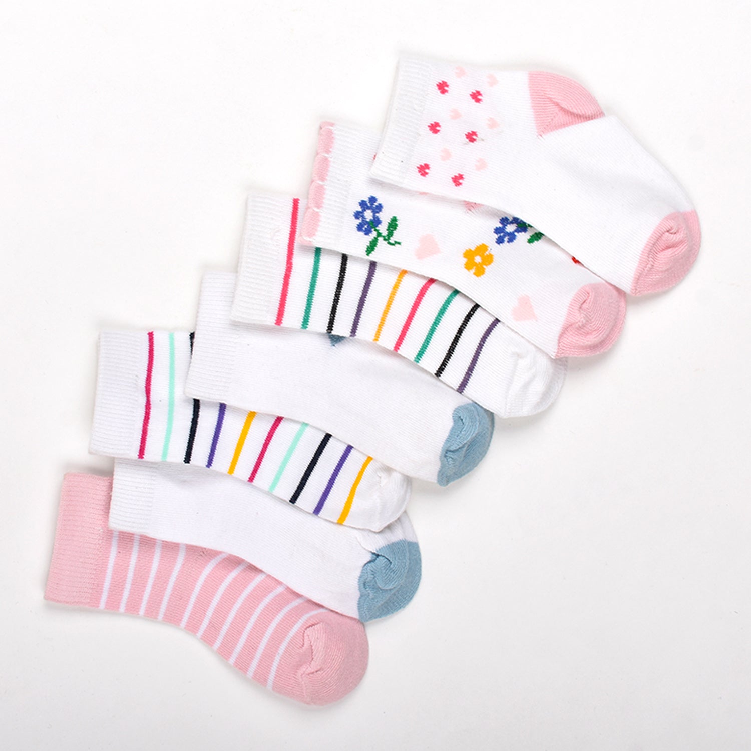 Footprints Super Soft Organic Cotton Kids Socks-Fold & Flower |6-12 Months|-Pack of 6
