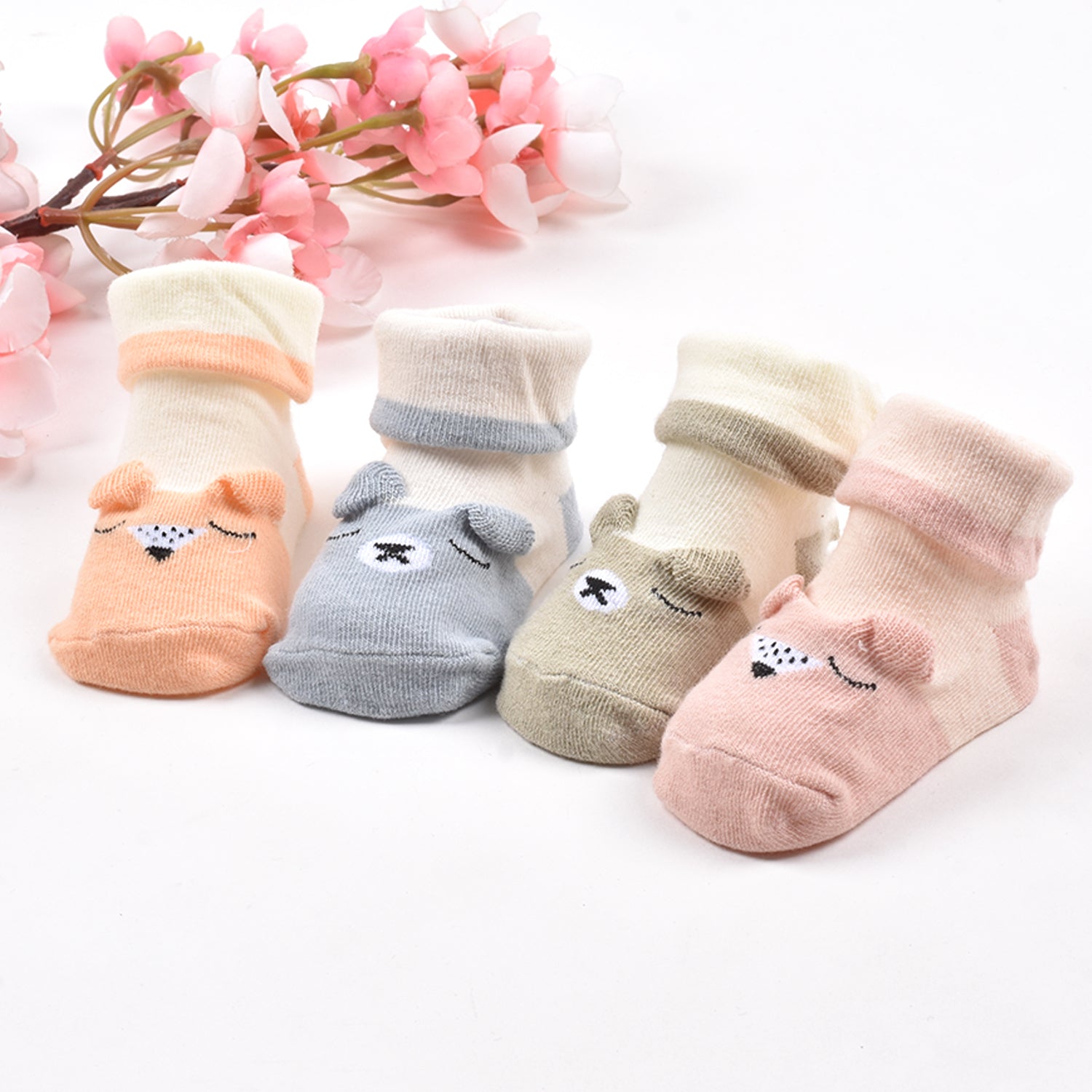 Organic Cotton New Born Antiskid Bootie Socks | Ultra Soft Unisex Socks | Cushioned Base & Comfort Fit | Anti Bacterial Socks | 0-6 Months