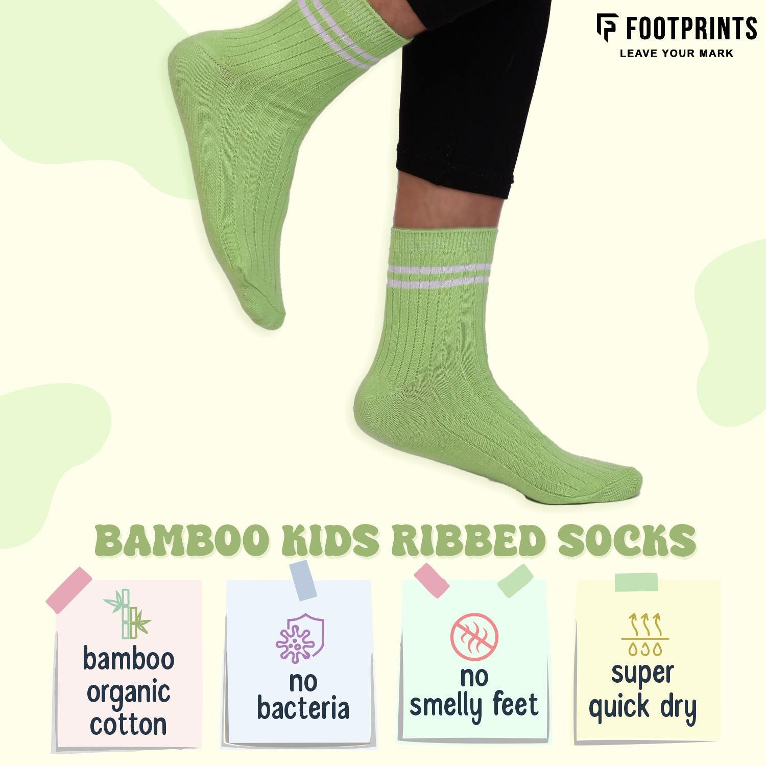 Bamboo Anti-Odour Ribbed Socks for Kids | Anti-Bacterial | Smell Free & Breathable | Hypoallergenic | Moisture-Wicking | Grey, White, Navy Blue, Yellow & Black | Pack of 5