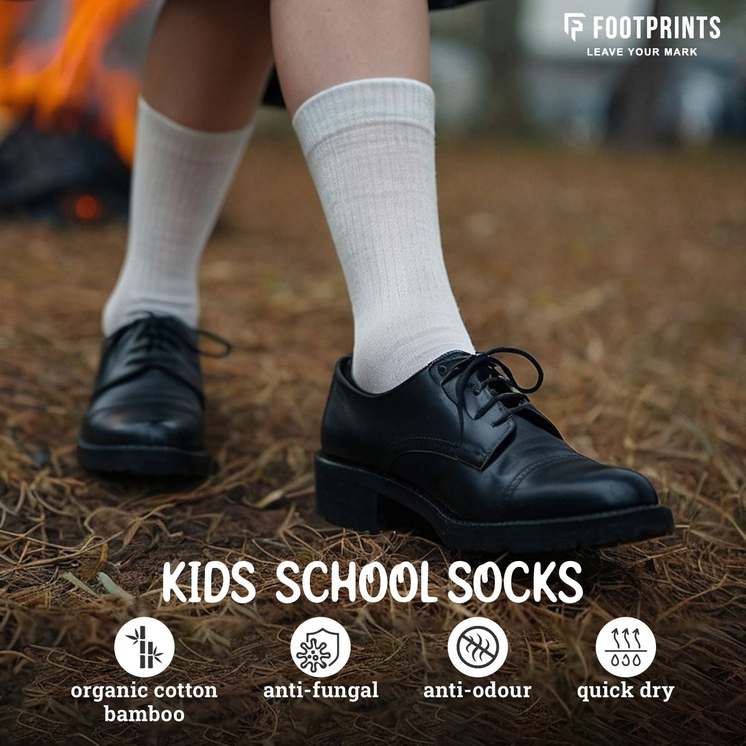 Anti-Odor Calf Length School Socks for Kids | Extra Soft | Breathable | Unisex | Anti-Bacterial for All-Day Comfort | White | Pack of 3