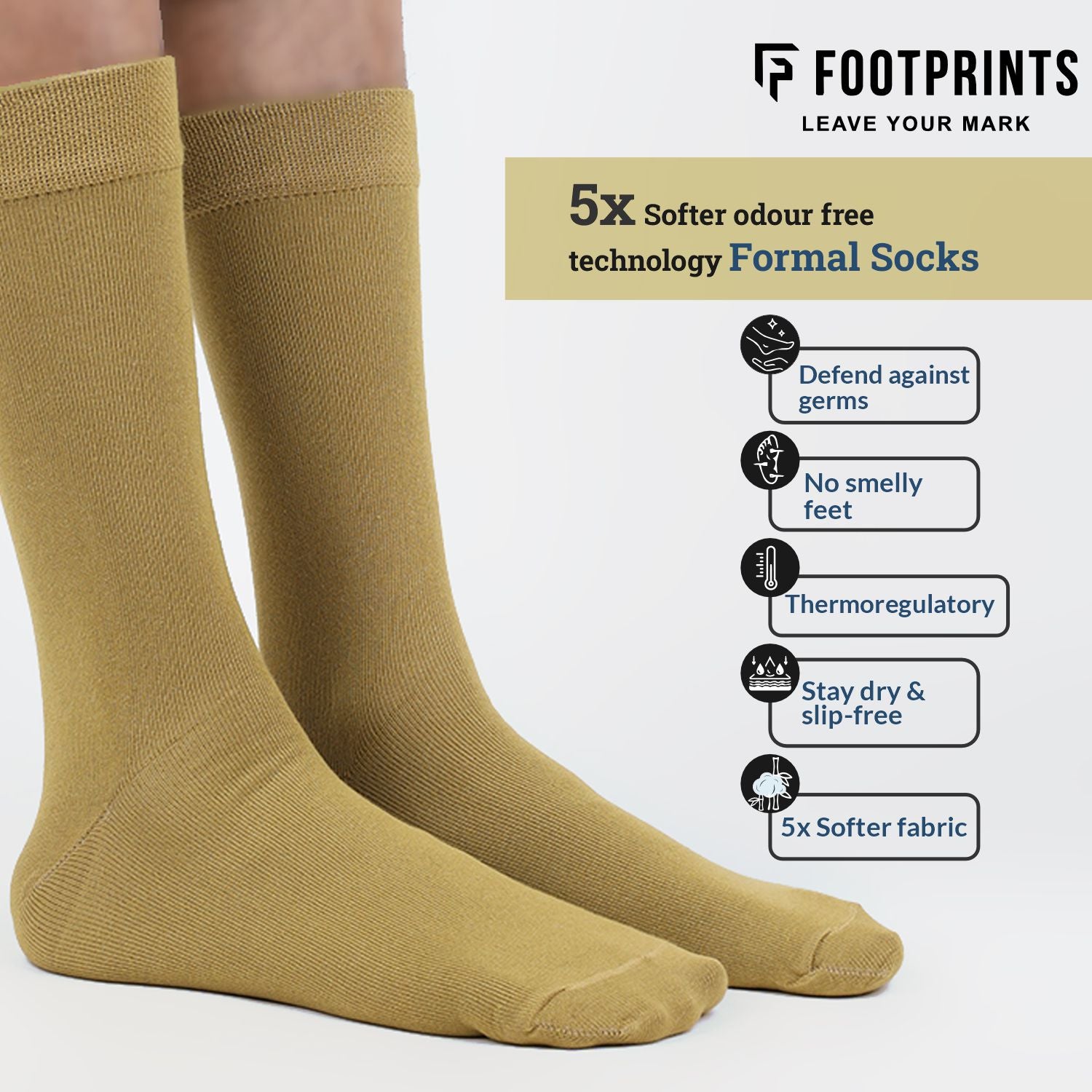 Bamboo Formal Socks For Men | Calf Length | Smell Free & Breathable | Cushioned Base & Anti Bacterial | Softer Than Cotton Socks | Pack of 3