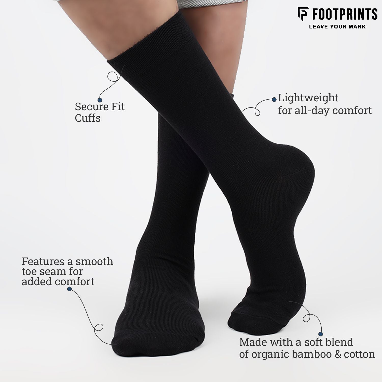 Bamboo Formal Socks For Men | Calf Length | Smell Free & Breathable | Cushioned Base & Anti Bacterial | Softer Than Cotton Socks | Pack of 3
