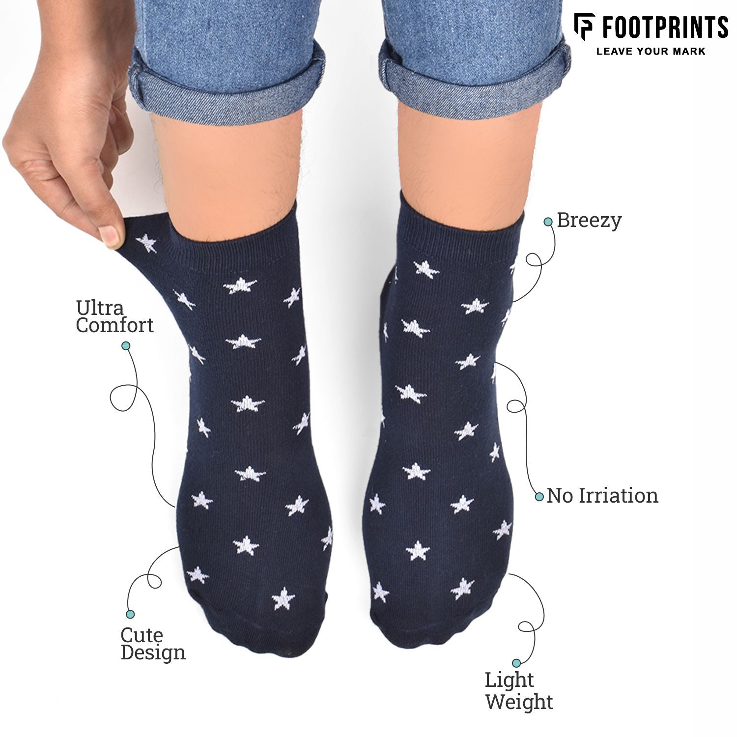 Bamboo Socks for Women | Extra Stretchy Socks | Smell Free & Breathable | Cushioned Base & Anti-Bacterial | Ideal for Jogging, Yoga, Office and Home | Star | Pack of 3
