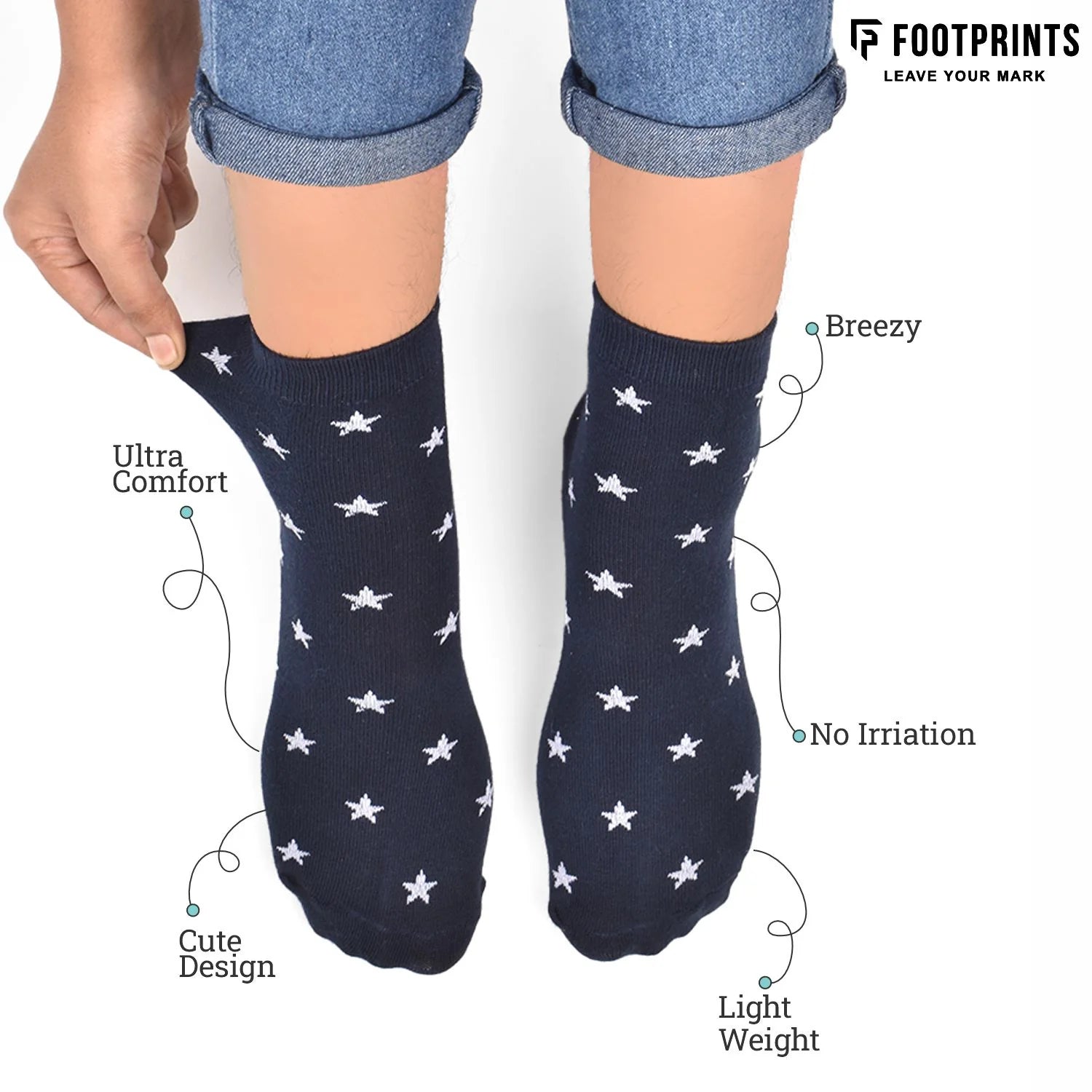 Organic Cotton Bamboo Socks for Kids | Ultra Soft Unisex Kids Socks | Cushioned Base & Comfort Fit | Anti Bacterial & Odour Free | Star | Pack of 3
