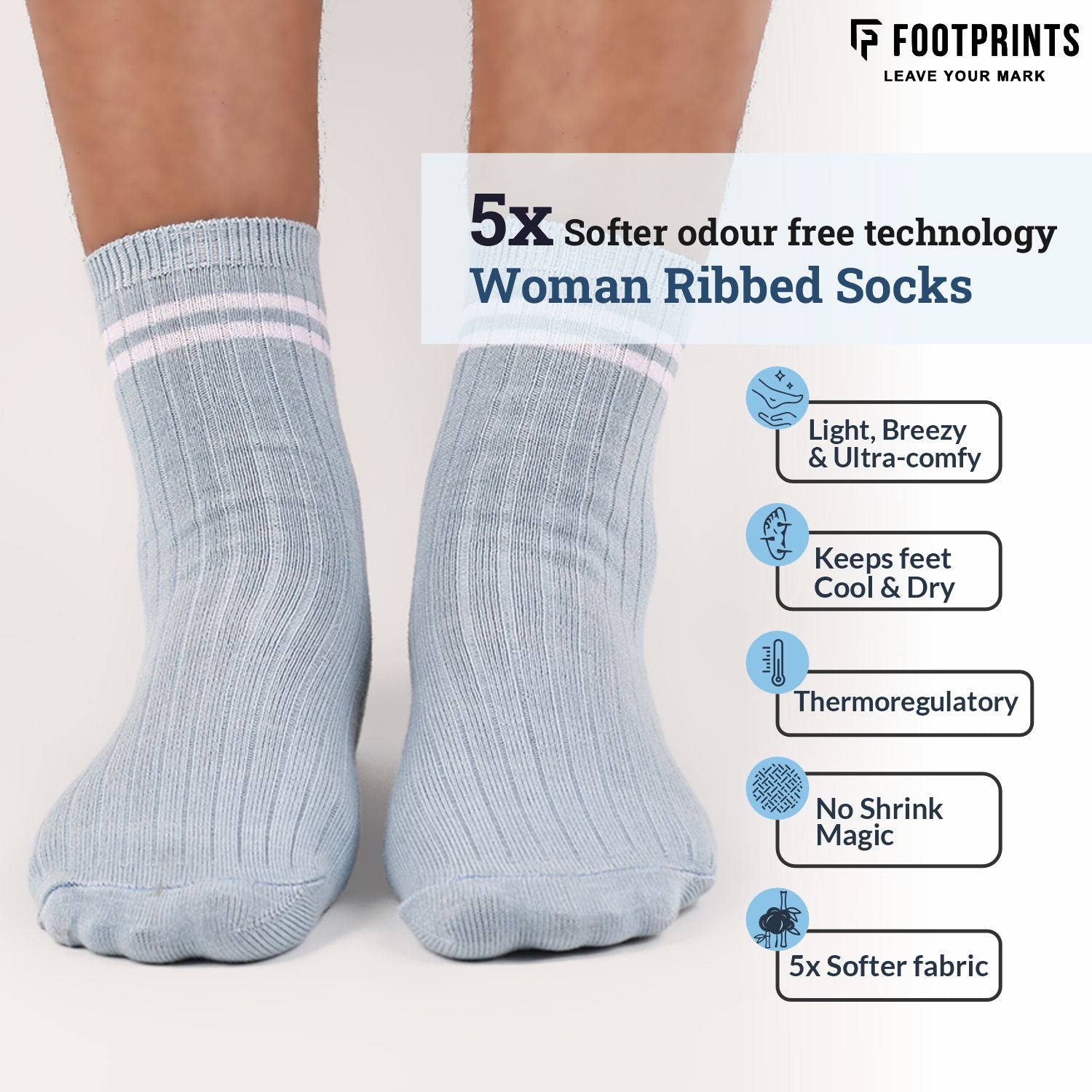 Bamboo Sports Socks for Women | Calf Length | Anti Odour & Breathable | Anti-Bacterial | Softer than Cotton Socks | Sky Blue, Grey & Light Pink | Pack Of 3