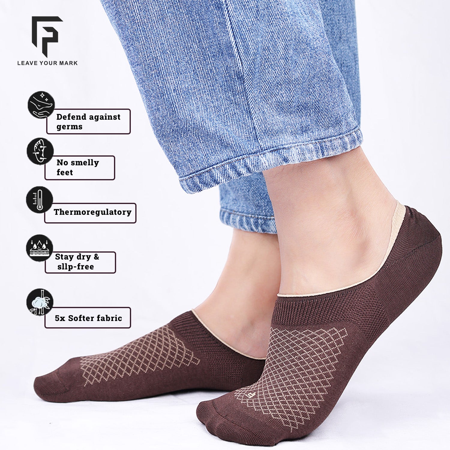 Organic Cotton Bamboo No-Show Socks | Anti Slip Silicon Grip | Unisex Casual Socks for Everyday Wear | Sweat Proof | Quick Dry | Pack of 1