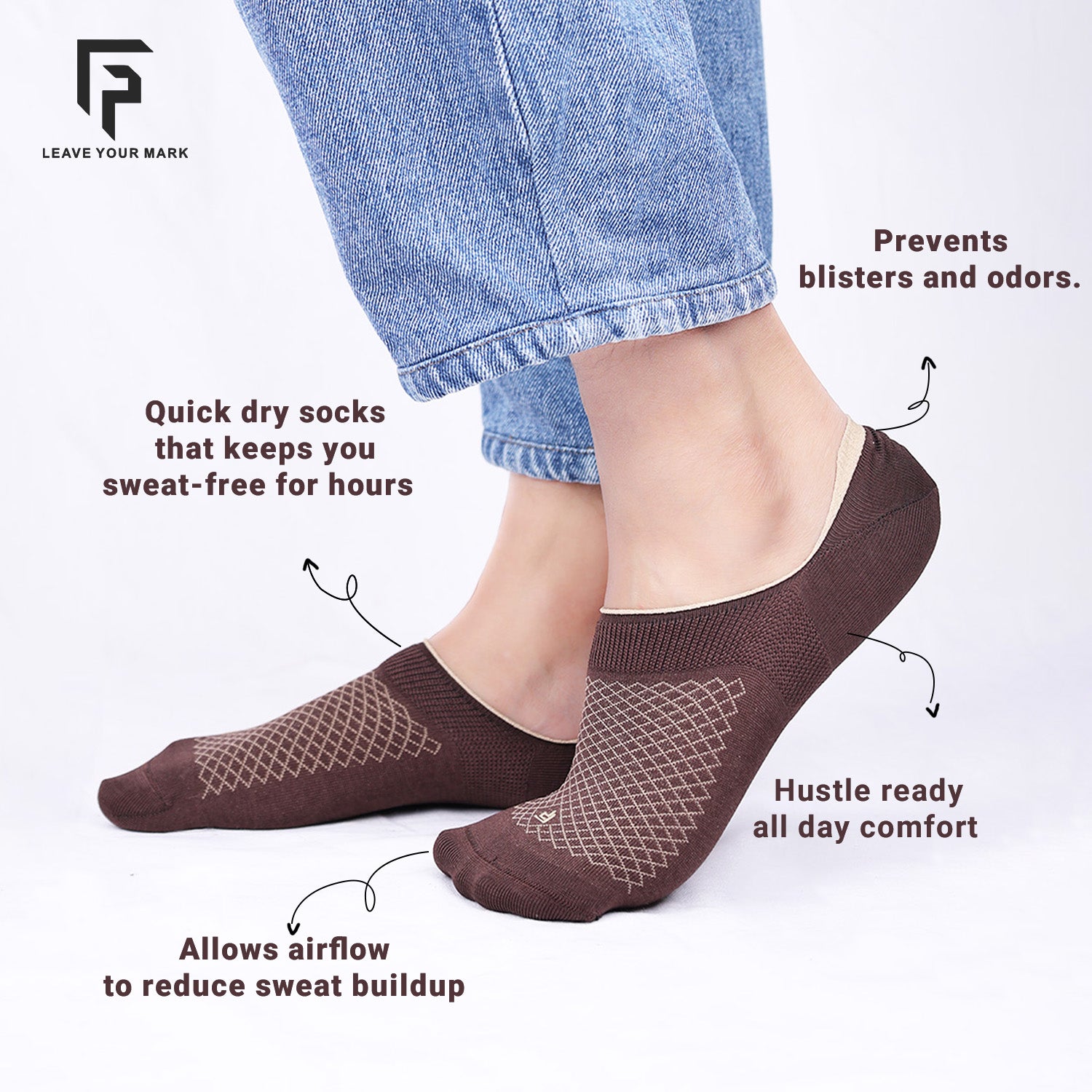 Organic Cotton Bamboo No-Show Socks | Anti Slip Silicon Grip | Unisex Casual Socks for Everyday Wear | Sweat Proof | Quick Dry | Pack of 1