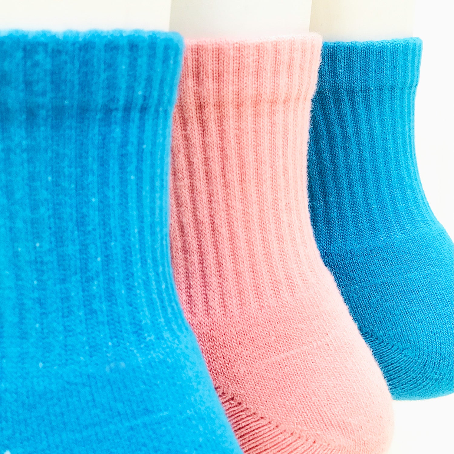 Anti-Odor Bamboo Full Length Terry Socks for Kids | Smell Free & Breathable | Anti-Bacterial| All- Day Comfort | Blue & Pink | Pack of 3