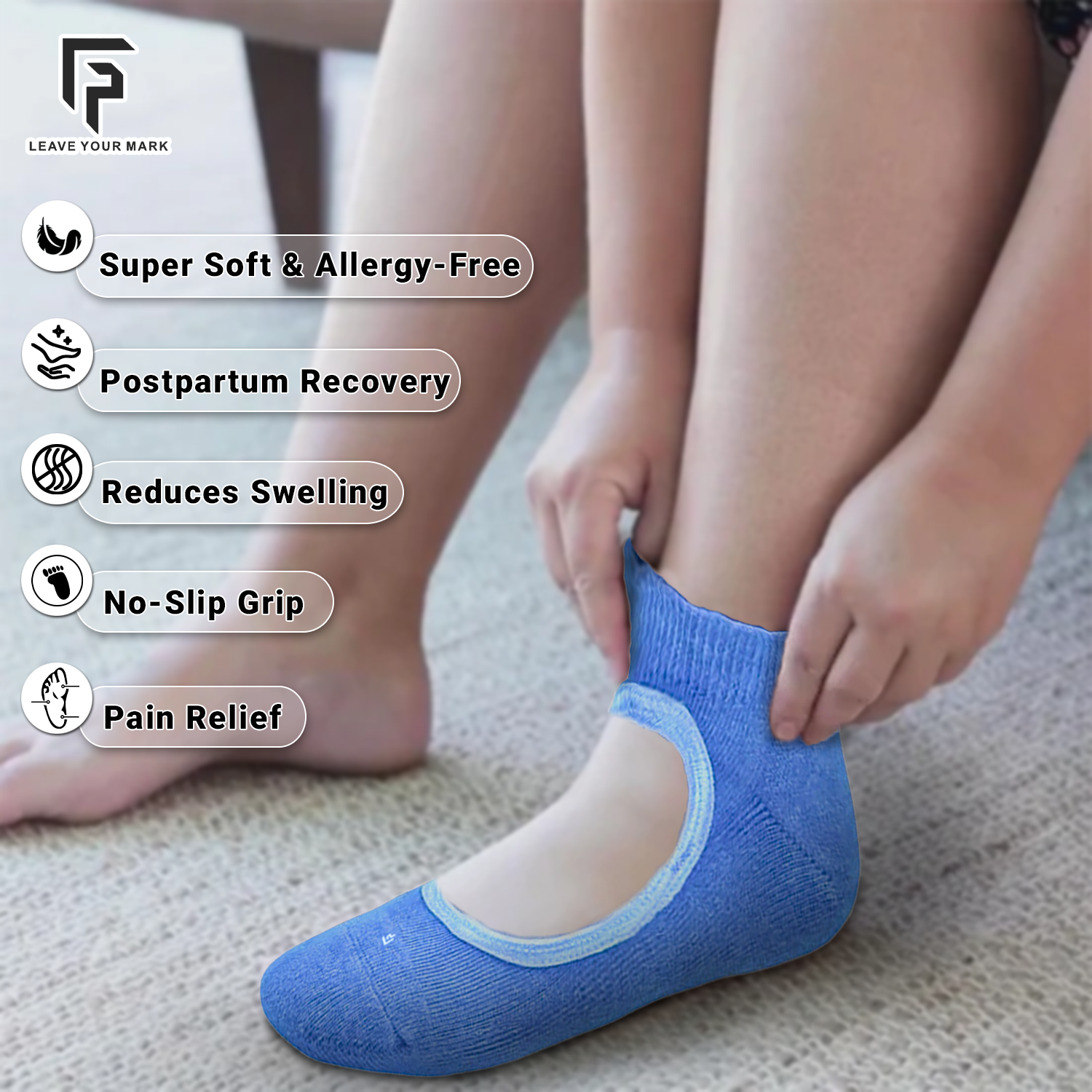 Anti-Bacterial & Anti-Skid Maternity Socks for Women | Bamboo & Organic Cotton | Comfortable & Breathable Socks for Pregnancy & Postpartum Care | Pack of 3