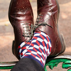 Bamboo Formal Designer Socks For Men | Calf Length | Office Formal Socks | Extra Stretchy Socks | Smell Free & Breathable | Cushioned Base & Anti Bacterial | Red | Pack of 1