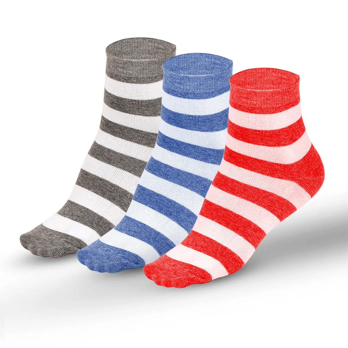 Organic Cotton Bamboo Socks for Kids | Ultra Soft Unisex Kids Socks | Cushioned Base & Comfort Fit | Anti Bacterial & Odour Free | Stripe | Pack of 3