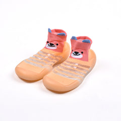 Baby Toddler Sock Shoes Soft Silicone Sole Shoes Breathable Cotton Shoes Anti-Slip For Kids Baby (Orange)