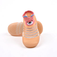 Baby Toddler Sock Shoes Soft Silicone Sole Shoes Breathable Cotton Shoes Anti-Slip For Kids Baby (Orange)