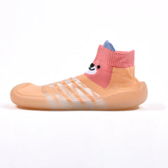 Baby Toddler Sock Shoes Soft Silicone Sole Shoes Breathable Cotton Shoes Anti-Slip For Kids Baby (Orange)