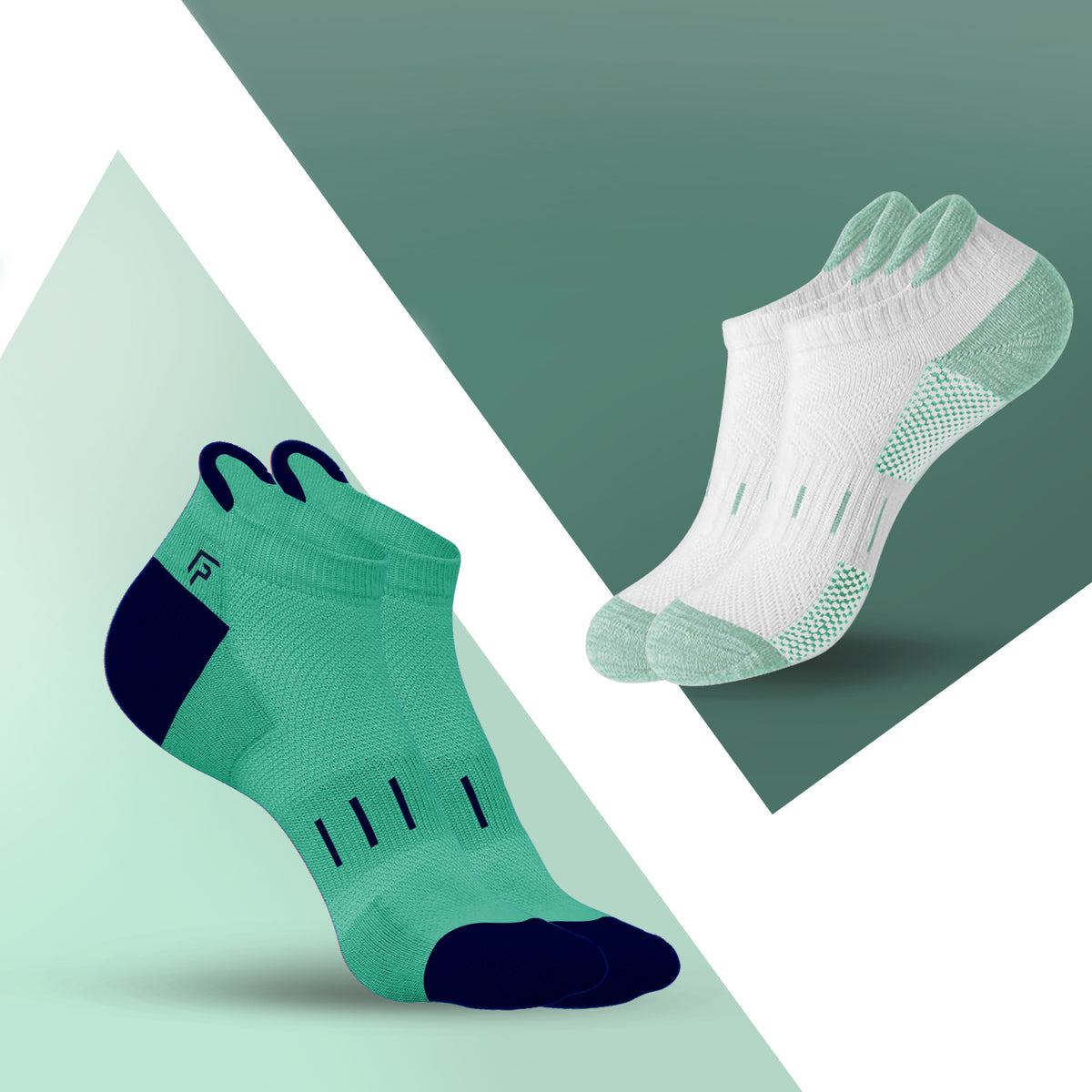 Bamboo Sports Socks for Women | Ankle Terry | Anti Odour & Breathable | Cushioned Base & Anti-Bacterial | Softer than Cotton Socks | Pack Of 2 | Green & White