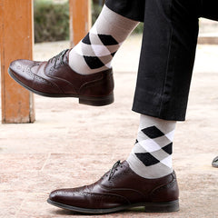 Bamboo Formal Designer Socks For Men | Men's Classic Argyle Socks | Calf Length | Office Formal Socks | Extra Stretchy Socks | Smell Free & Breathable | Cushioned Base & Anti Bacterial | Pack of 3