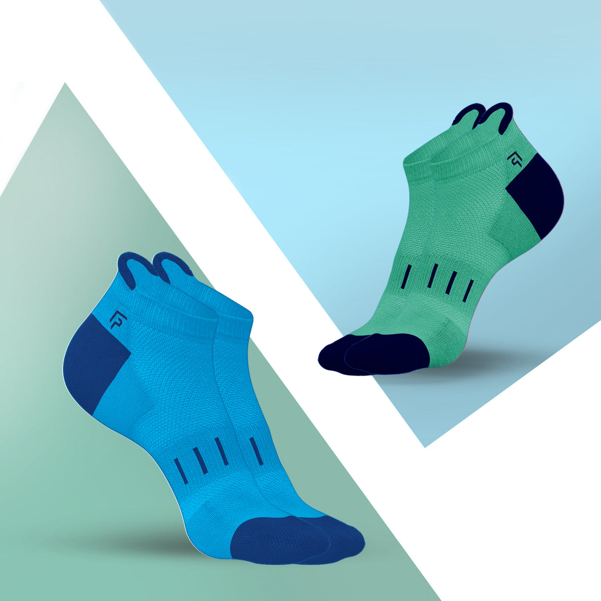 Bamboo Sports Socks for Women | Ankle Terry | Anti Odour & Breathable | Cushioned Base & Anti-Bacterial | Softer than Cotton Socks | Pack Of 2 | Blue & Green