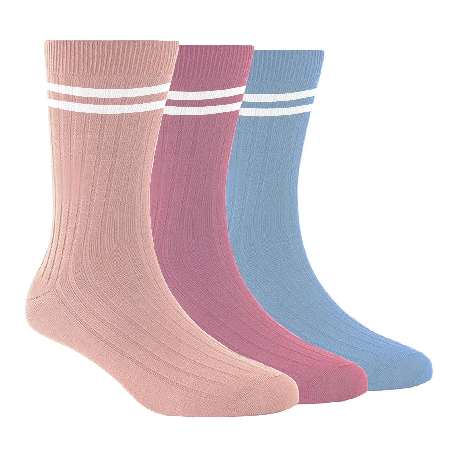 Bamboo Sports Socks for Women | Calf Length | Anti Odour & Breathable | Anti-Bacterial | Softer than Cotton Socks | Dark Pink, Light Pink & Sky Blue  | Pack Of 3