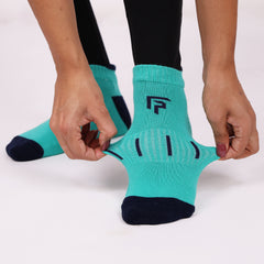 Bamboo Sports Socks for Women | Ankle Terry | Anti Odour & Breathable | Cushioned Base & Anti-Bacterial | Softer than Cotton Socks | Pack Of 2 | Blue & Green