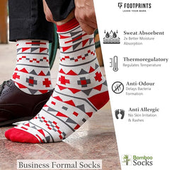 Bamboo Formal Designer Socks For Men | Calf Length | Office Formal Socks | Extra Stretchy Socks | Smell Free & Breathable | Cushioned Base & Anti Bacterial | Pack of 3