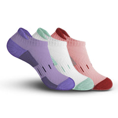 Bamboo Sports Socks for Women | Ankle Terry | Anti Odour & Breathable | Cushioned Base & Anti-Bacterial | Softer than Cotton Socks | Pack Of 3 | Purple, White & Light Pink