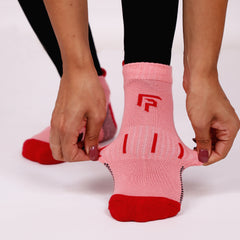 Bamboo Sports Socks for Women | Ankle Terry | Anti Odour & Breathable | Cushioned Base & Anti-Bacterial | Softer than Cotton Socks | Pack Of 2 |  Red & Light Pink