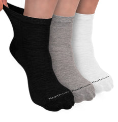 Organic Cotton Ankle Length Bamboo Diabetic Socks | Black, Grey & White | Pack Of 3