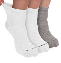 Organic Cotton Ankle Length Bamboo Diabetic Socks | 2 White & 1 Grey  | Pack Of 3