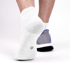 Organic Cotton Ankle Length Bamboo Diabetic Socks | Grey & White | Pack Of 2