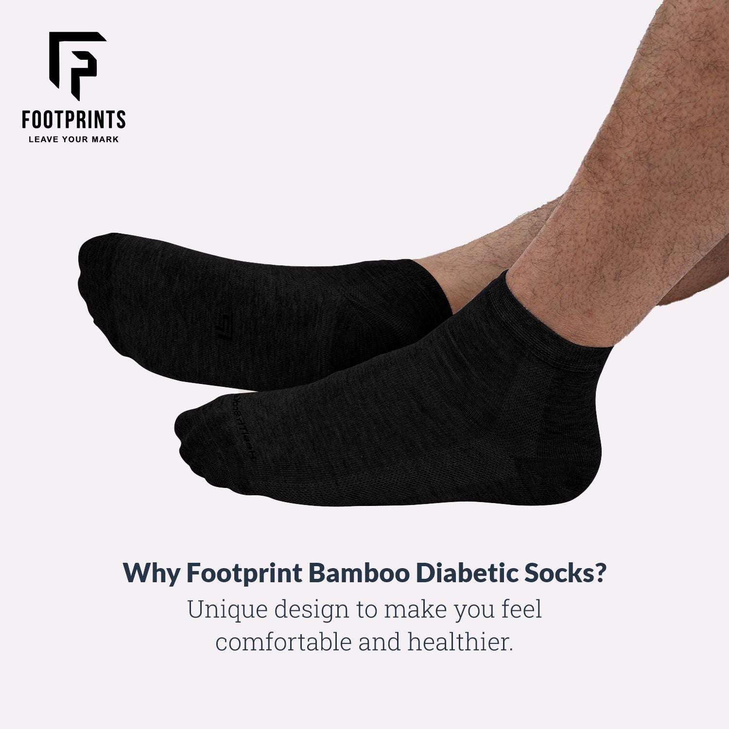 Organic Cotton Ankle Length Bamboo Diabetic Socks | Black & Grey | Pack Of 2