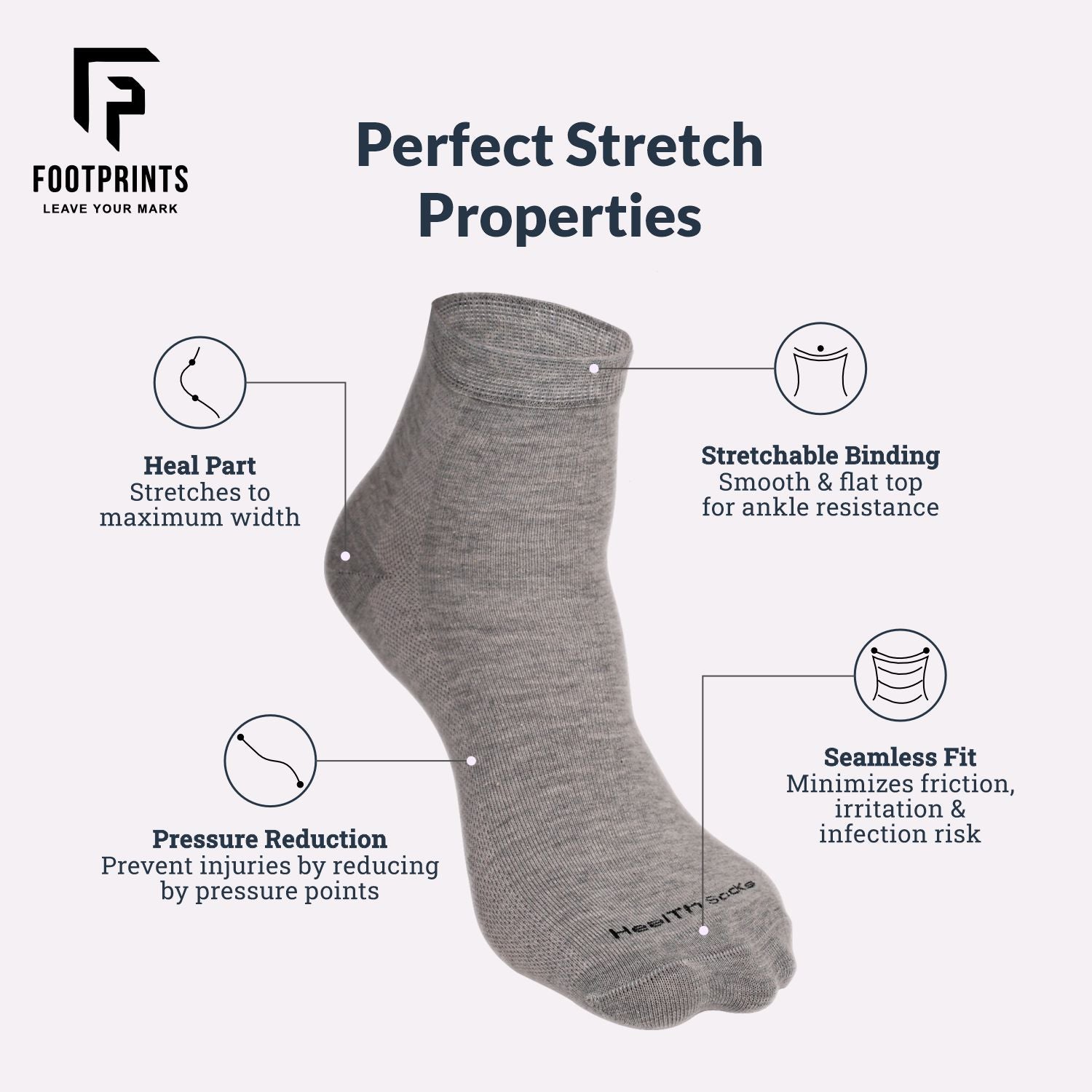 Organic Cotton Ankle Length Bamboo Diabetic Socks | 2 Grey & 1 White  | Pack Of 3