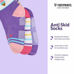 Organic Cotton Anti-Skid Socks for Boys | Non-Slip Grip Socks | Mixed Prints & Designs | Pack of 6