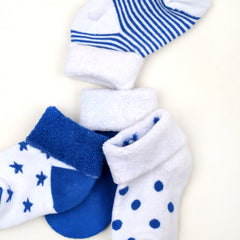 Super Soft Organic Cotton Unisex Kids Terry Socks| Blue | 12-24 Months| Pack Of 4