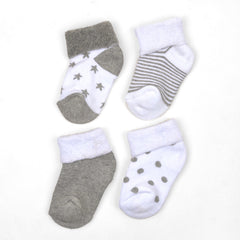 Super Soft Organic Cotton Unisex Kids Terry Socks| Grey | 12-24 Months| Pack Of 4