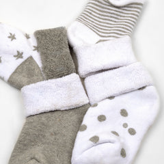 Super Soft Organic Cotton Unisex Kids Terry Socks| Grey | 12-24 Months| Pack Of 4