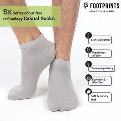 Bamboo Ankle Casual Socks | Odor-Free & Breathable | Extra soft | Anti-bacterial | Multicolor | Pack of 4