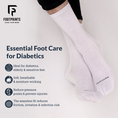 Organic Cotton Crew Length Bamboo Diabetic Socks | 2 White & 1 Black | Pack Of 3