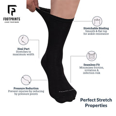 Organic Cotton Crew Length Bamboo Diabetic Socks | 2 Black & 1 Grey | Pack Of 3