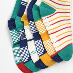 Organic Cotton Anti-Skid Socks for Boys | Non-Slip Grip Socks | Mixed Prints & Designs | Pack of 6