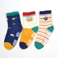 Organic Cotton Anti-Skid Socks for Boys | Non-Slip Grip Socks | Mixed Prints & Designs | Pack of 6