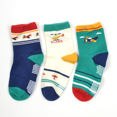 Organic Cotton Anti-Skid Socks for Boys | Non-Slip Grip Socks | Mixed Prints & Designs | Pack of 6