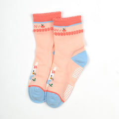 Organic Cotton Anti-Skid Socks for Girls | Non-Slip Grip Socks | Mixed Prints & Designs | Pack of 6