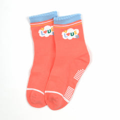 Organic Cotton Anti-Skid Socks for Girls | Non-Slip Grip Socks | Mixed Prints & Designs | Pack of 6