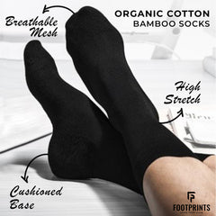 Organic Cotton Formal & Ankle Casual Socks - Pack of 3 ( White & Black  )- Extra soft and Breathable