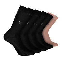 Bamboo Formal Socks For Men | Calf Length | Smell Free & Breathable | Cushioned Base & Anti Bacterial | Softer Than Cotton Socks | Multicolor | Pack of 5