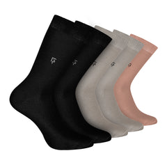 Bamboo Formal Socks For Men | Calf Length | Smell Free & Breathable | Cushioned Base & Anti Bacterial | Softer Than Cotton Socks | Multicoloured | Pack of 5